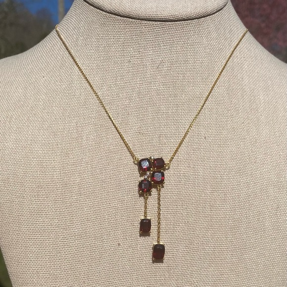 16 inches Natural Garnet and Diamond Chain in 18K solid gold ⭐️New⭐️ - Picture 5 of 8